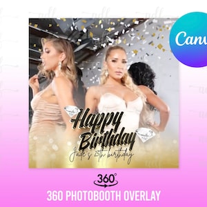 2 Birthday Party 360 Video Photo Booth Overlay, Birthday Filter, Bday Photo Booth, 360 Rotating Video Slow Motion Overlay,  Touchpix Overlay
