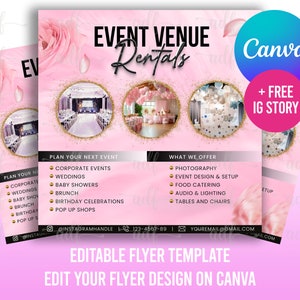 Event Rental Space Flyer, Party Rental Flyer, Event Rental Advertisement, Event Venue Flyer, Editable Flyer Template, Party Rental Flyer