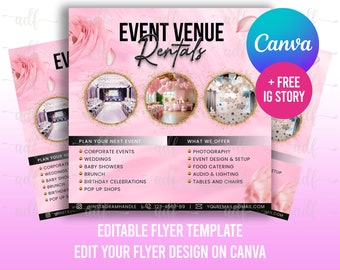 Event Rental Space Flyer, Party Rental Flyer, Event Rental Advertisement, Event Venue Flyer, Editable Flyer Template, Party Rental Flyer