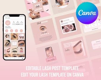 PINK content, LASH TECH marketing instagram templates, instagram templates bundle, social media flyers, and lash artist branding kit