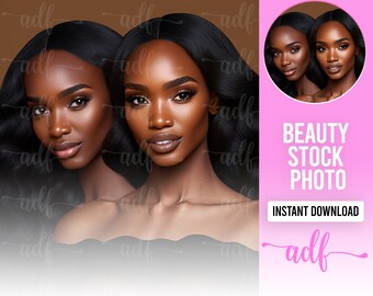 Beauty Model Stock Photo | Hair, Makeup, Lash, Skincare, Beauty Business Stock Photo | 1 JPEG Image | Instant Download | Black Beauty Model