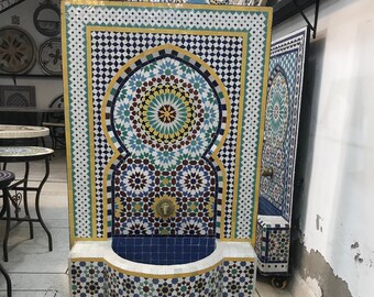 Moroccan mosaic fountain - Wall mosaic fountain - garden furniture - Mosaic Fountain