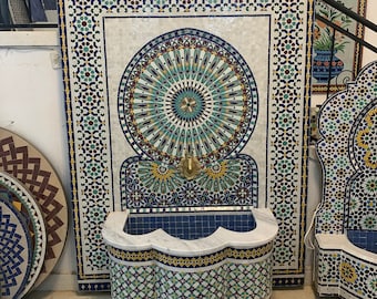 Large and unique mosaic fountain " 71 x48 " - Wall mosaic fountain - garden furniture - Mosaic Fountain - diy water fountain