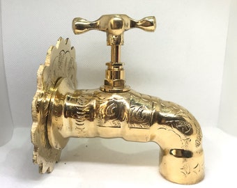 handmade maroccan - brass water faucet - Bathroom Handcrafted Faucet - Engraved Water Spigot