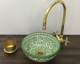 Green Morocco sink - Ceramic Sink -Bathroom Decor Sink - lavabo marocain