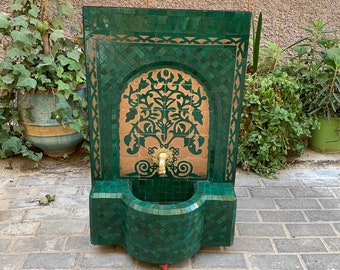 Custom Mosaic Fountain for Outdoor/Indoor - Green mosaic fountain - Handmade Mosaic Fountain - Mosaic Fountain