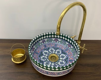 Moroccan sink -kitchen sink - double sink bathroom vanity - Bathroom Oval Sink