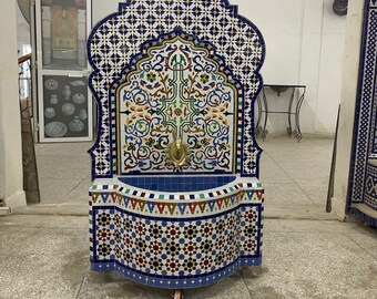 Stunning mosaic fountain- Moroccan zellige Fountain - customized fountain zelije - Handmade Mosaic Fountainwater fountain