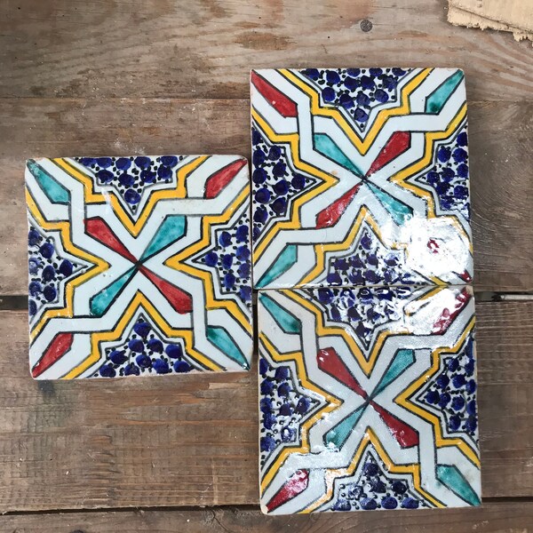 shower tile - glazed ceramic tiles - Moroccan tiles handmade - Ceramic tiles for bathroom or kitchen backsplash decorative tiles outdoor