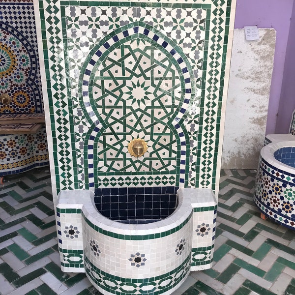 Outdoor Fountains - water fountain - Garden Fountain - Moroccan zellige Fountain