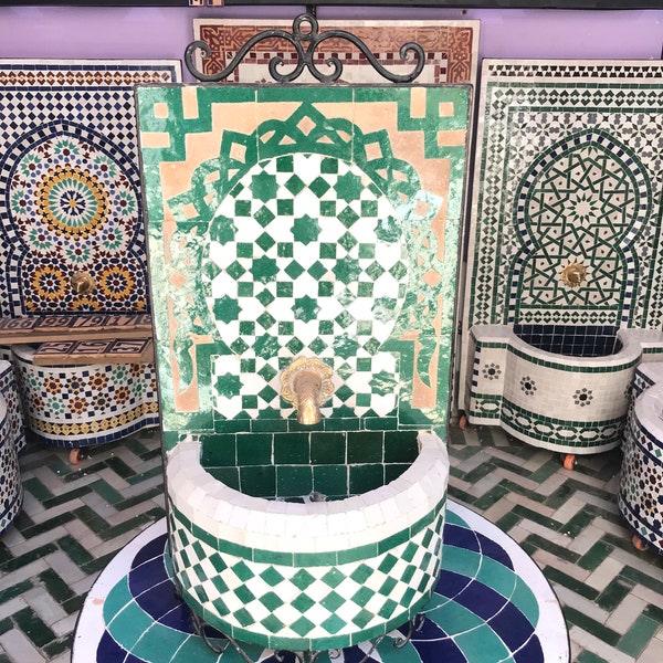 Moroccan zellige Fountain - Wall mosaic fountain - Handmade Mosaic Fountainwater fountain - Fountain for Outdoor Indoor