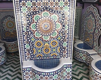 water fountain - Garden Fountain - Moroccan zellige Fountain - Tile Fountain