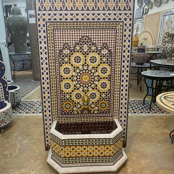 Large Moroccan mosaic fountain - Wall mosaic fountain - garden furniture - Mosaic Fountain - diy water fountain