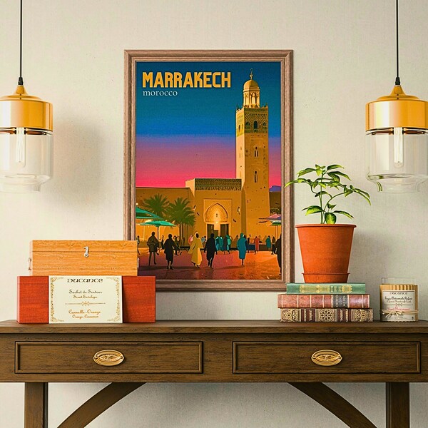 Marrakech Cityscape Digital Wall Art : Explore Morocco's Beauty with Vibrant Prints and Instant Downloads.