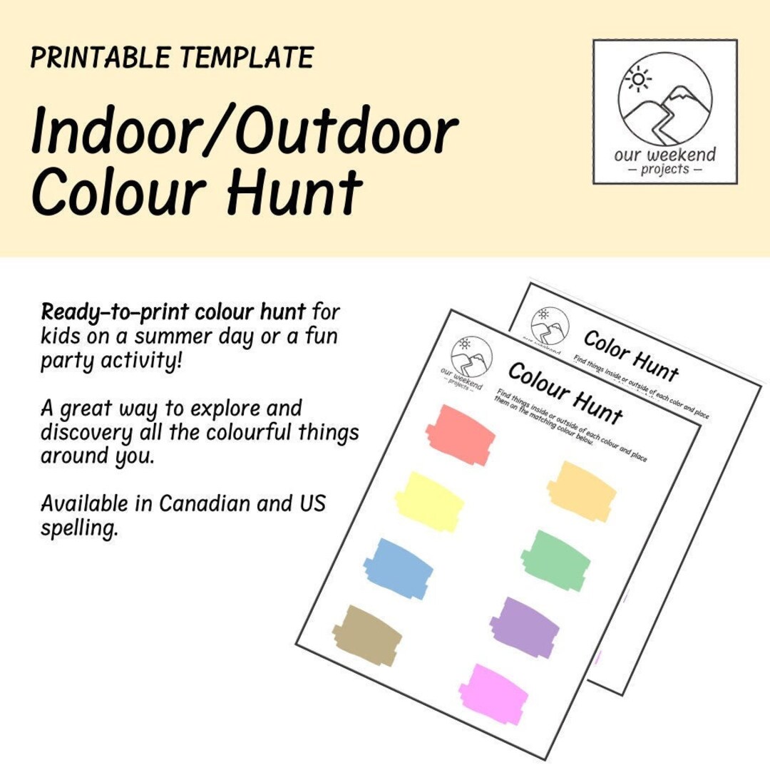Printable Indoor/ Outdoor Colour Hunt for Families and Kids - Etsy