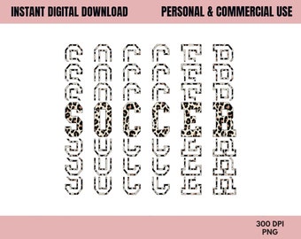 Stacked Leopard Soccer PNG,Soccer Font, Commercial USE,Sublimation,Digital Design,Clipart,Print File,Soccer Font PNG, Soccer Mirror