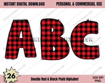 バッファローチェック柄の落書きアルファ PNG バンドルセット | 落書き