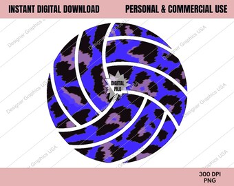 Volleyball PNG, Leopard Volleyball png,Commercial USE,Volleyball Art,Sublimation, Volleyball Clipart,Volleyball Blue leopard png
