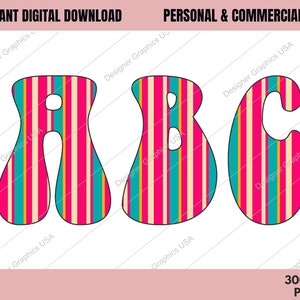 Retro Font PNG,Commercial USE,Sublimation,Hippie Font Bundle,70s fonts,Vintage Fonts,Retro letters,Hippie Retro Fonts,Groovy fonts,Boho Font