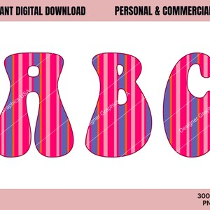 Retro Font PNG,Commercial USE,Sublimation,Hippie Font Bundle,70s fonts,Vintage Fonts,Retro letters,Hippie Retro Fonts,Groovy fonts,Boho Font