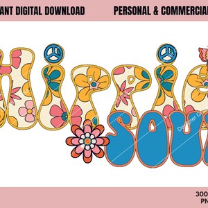 Hippie Soul PNG, Hippie Soul, Commercial USE, Sublimation, Digital Design, Clipart,Print File,Retro Hippie sublimation, Hippie Clipart