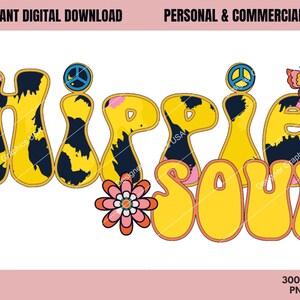 Hippie Soul PNG, Hippie Soul, Commercial USE, Sublimation, Digital Design, Clipart,Print File,Retro Hippie sublimation, Hippie Clipart