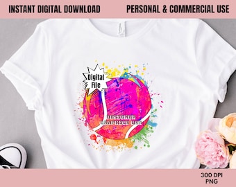 Tenis PNG, Acuarela Deportes Tenis Digital, USO Comercial, Arte de Tenis, Diseño de Sublimación, Digital, Imágenes Prediseñadas, Archivo de Impresión, Regalo de Tenis, Pelota de Tenis