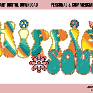 Hippie Soul PNG, Hippie Soul, Commercial USE, Sublimation, Digital Design, Clipart,Print File,Retro Hippie sublimation, Hippie Clipart