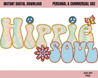 Hippie Soul PNG, Hippie Soul, Commercial USE, Sublimation, Digital Design, Clipart,Print File,Retro Hippie sublimation, Hippie Clipart