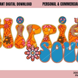 Hippie Soul PNG, Hippie Soul, Commercial USE, Sublimation, Digital Design, Clipart,Print File,Retro Hippie sublimation, Hippie Clipart