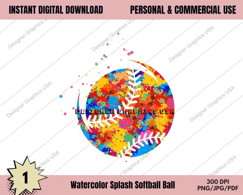 Softball PNG, Watercolor Softball Digital, Commercial Use,sports ...