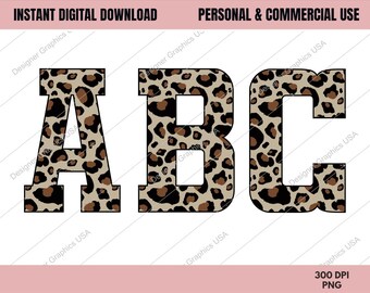 Leopard Sports Varsity Font PNG, USO comercial, Sublimación, Paquete de fuentes deportivas, Fuente Varsity, Fuente deportiva, Fuente de letras Jersey, Fuente Leopard