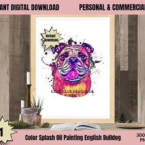Oil Painting American Bulldog PNG, BullDog PNG, Bulldog Digital Art, Watercolor Pet,Pop Art , Digital Download, Pet Art,Commercial USE