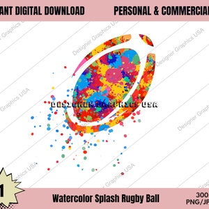 Rugby PNG, Acuarela Rugby Digital, USO Comercial, Deportes, Arte de Regalo de Rugby, Descarga de Diseño de Sublimación, Diseño Digital, PNG,Rugby