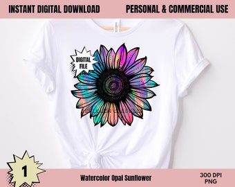 Watercolor Sunflower PNG, Sunflower Download, Sunflower Clipart,Commercial USE,Sunflower Sublimation Design,Digital, Clipart, Opal Sunflower