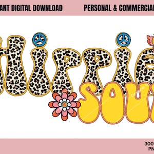 Hippie Soul PNG, Hippie Soul, Commercial USE, Sublimation, Digital Design, Clipart,Print File,Retro Hippie sublimation, Hippie Clipart