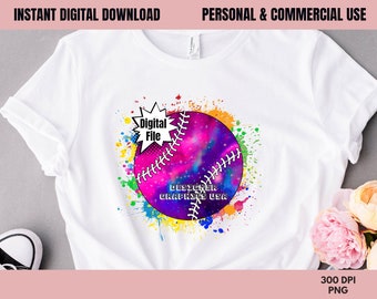 Baseball PNG, Watercolor Galaxy Baseball, Commercial USE, Baseball Art, Sublimation Design, Digital Design, Clipart,Print File, Baseball