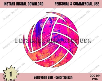 Volleyball PNG, Volleyball Paint Abstract Sports Digital,Commercial USE,Volleyball Art,Sublimation,Clipart,Print File,Volleyball Gift