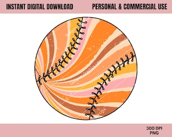 Retro Baseball PNG, Baseball Clipart PNG, kommerzielle NUTZUNG, Baseball Kunst, Sublimationsdesign, digitales Design, Clipart, Sportball PNG