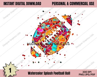 Aquarell Fußball PNG Digital, Kommerzielle NUTZUNG, Sport, Fußballkunst, Sublimationsdesign Download, Digital Design, PNG Datei, Druckdatei