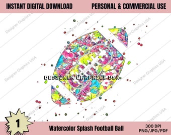 Aquarell Fußball PNG Digital, Kommerzielle NUTZUNG, Sport, Fußballkunst, Sublimationsdesign Download, Digital Design, PNG Datei, Druckdatei