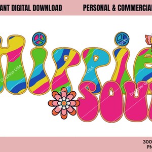 Hippie Soul PNG, Hippie Soul, Commercial USE, Sublimation, Digital Design, Clipart,Print File,Retro Hippie sublimation, Hippie Clipart