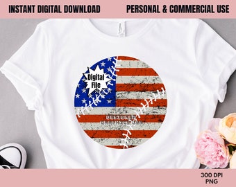 American Flag Baseball PNG, Flag Baseball, Commercial USE, Baseball Art, Sublimation Design, Clipart,Print File, Baseball Digital Gift