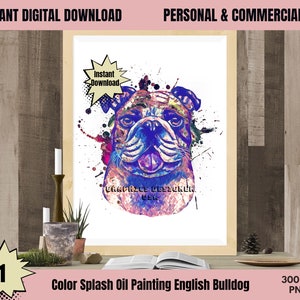 Oil Painting American Bulldog PNG, BullDog PNG, Bulldog Digital Art, Watercolor Pet,Poly Art , Digital Download, Pet Art,Commercial USE