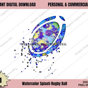 Rugby PNG, Acuarela Rugby Digital, USO Comercial, Deportes, Arte de Regalo de Rugby, Descarga de Diseño de Sublimación, Diseño Digital, PNG,Rugby