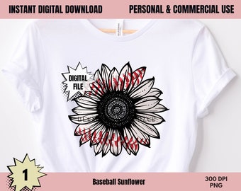 Baseball Sunflower PNG, Sunflower PNG, Sunflower Clipart,Commercial USE,Sunflower Sublimation Design, Clipart,Sports Sunflower png