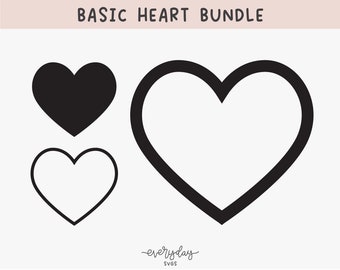 Heart Bundle Digital Download | Heart Outline Svg, Heart Shape Png, Open Heart Svg, Love Svg, Heart Silhouette Cut File | Dxf Eps Ai Jpg Pdf