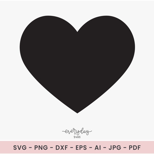 Heart Digital Download | Basic Heart Shape Svg,  Kawaii Heart Svg, Love Svg, Open Heart Svg, Valentine Svg | Svg Png Dxf Ai Eps Jpg Pdf File