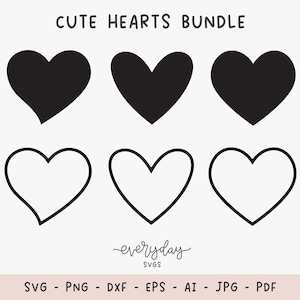 6-pack hartbundel digitale download | Hart omtrek Svg, hartvorm Png, Open hart Svg, hart silhouet snijden bestand | Dxf Eps Ai Jpg Pdf