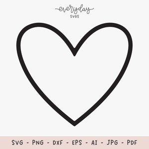 Heart Outline Digital Download | Heart Outline Svg, Open Heart Svg, Heart Shape Svg, Love Svg Design | Svg Png Dxf Ai Eps Jpg Pdf Files